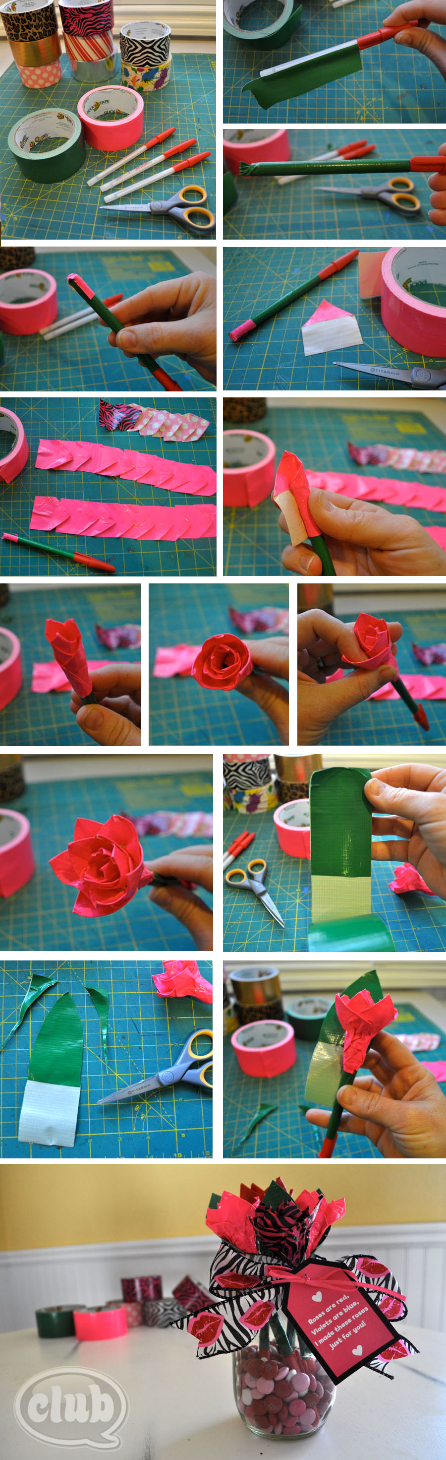 Duck Tape Rose Bouquet DIY Club Chica Circle Where Crafty Is Contagious