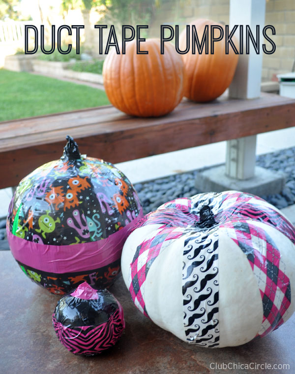 Duct Tape Decorated No Carve Pumpkins Craft