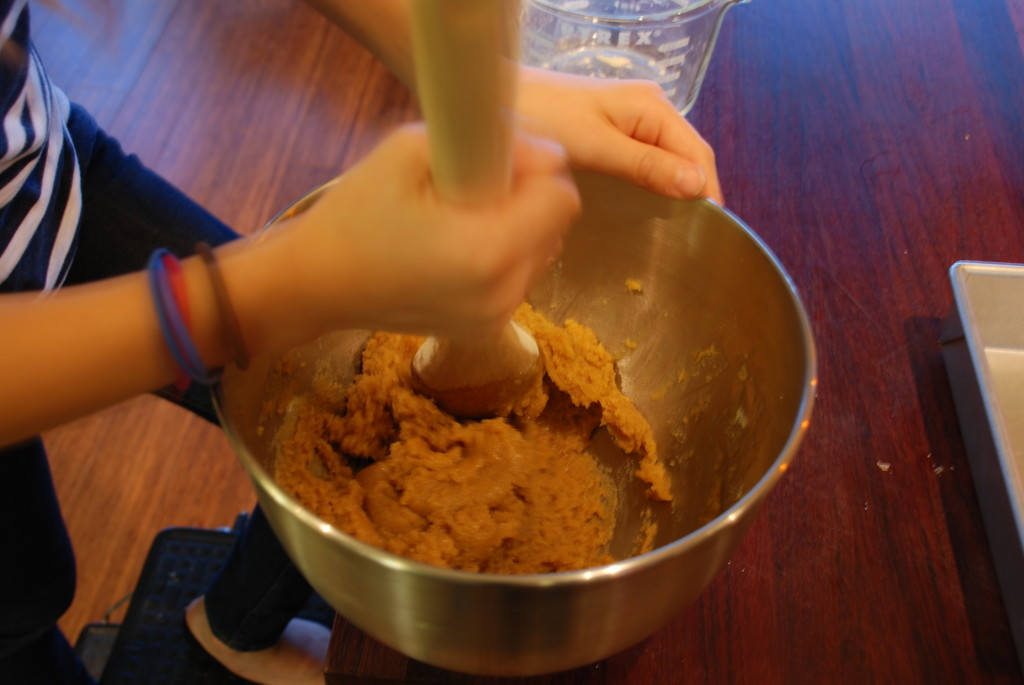 Mixing Grandma's Toffee Bars