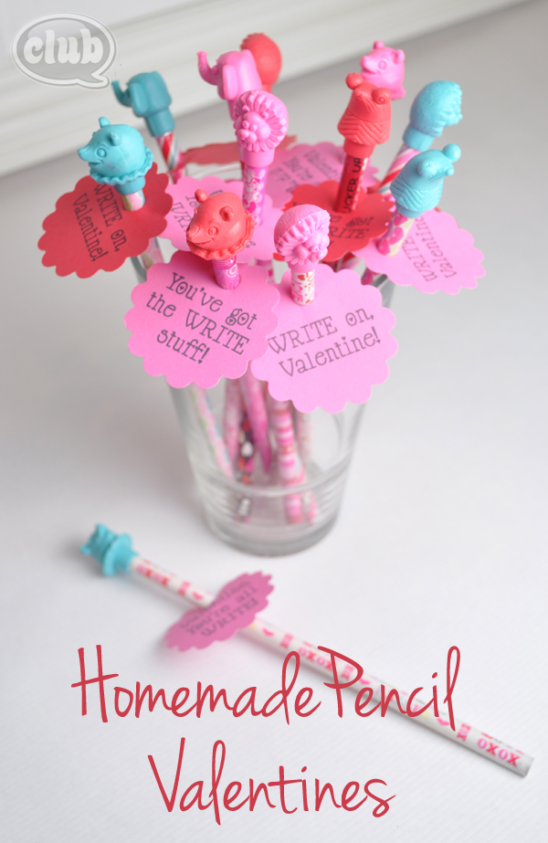 Homemade pencil valentines idea with printable