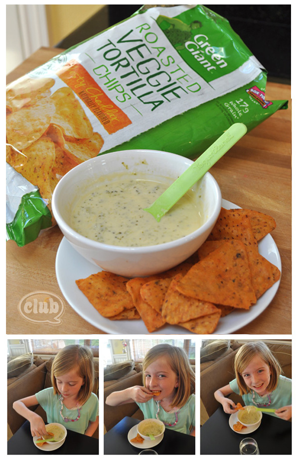Green Giant Veggie Chips with soup for kids