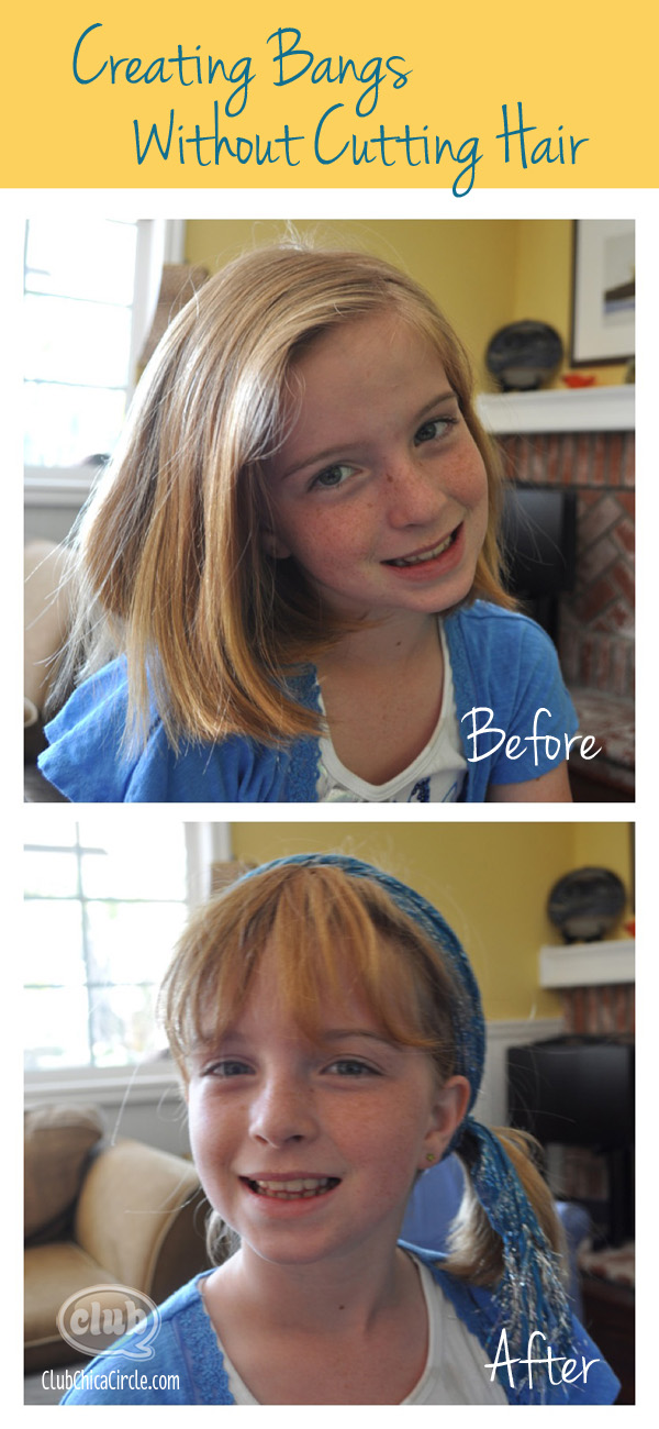 Creating Bangs without cutting hair trick before and after