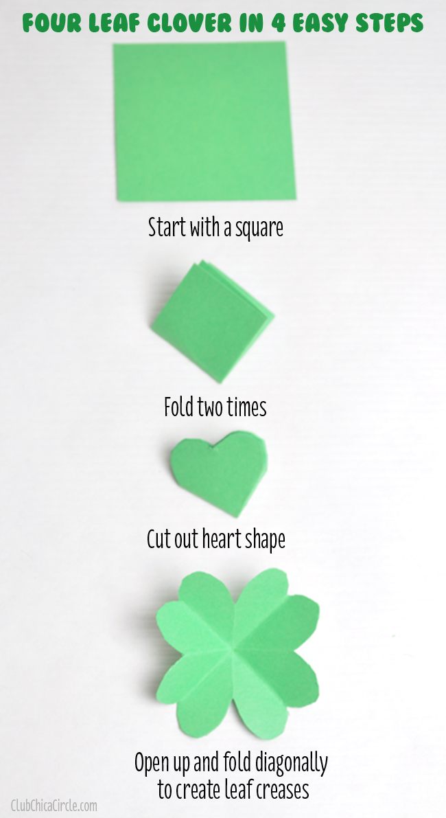 How to make a paper Four Leaf Clover in 4 steps