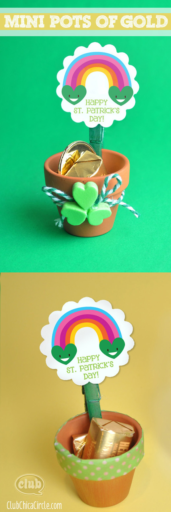 Mini Pot of Gold craft idea with Smiling Rainbow Printable @clubchicacircle 2