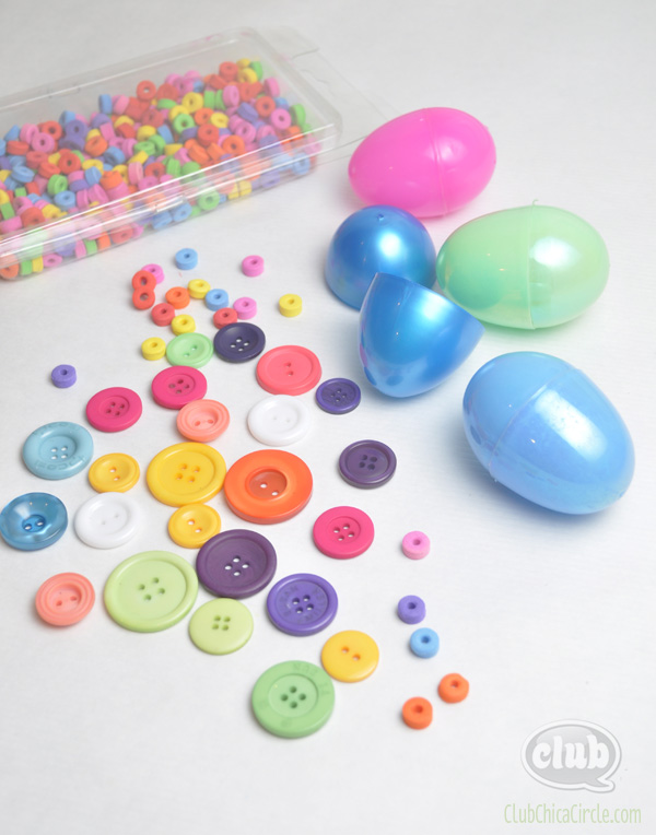 leftover plastic and button craft supplies