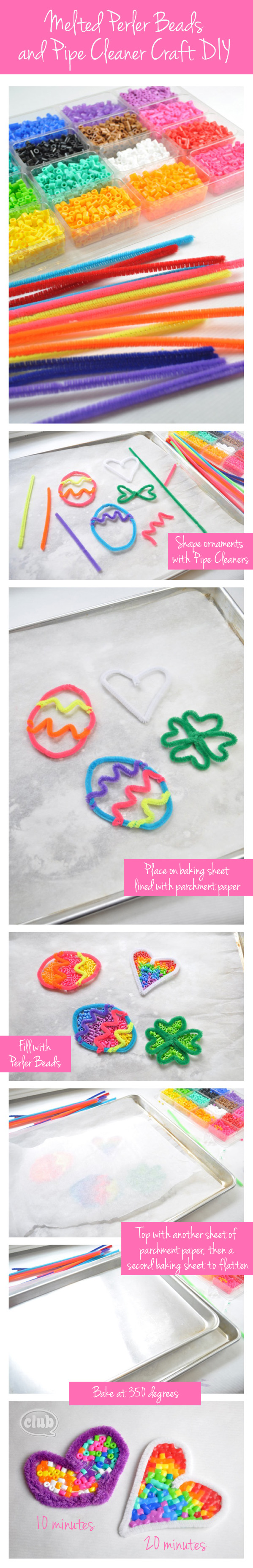 melted perler bead pipe cleaner ornament DIY