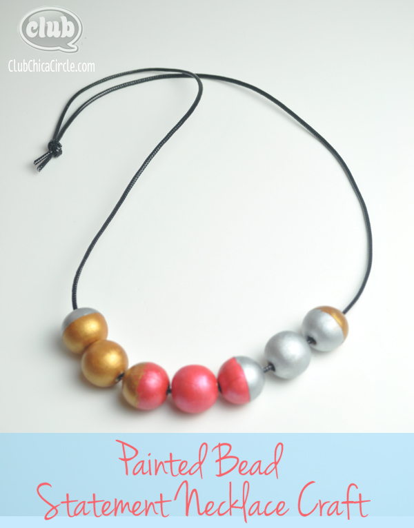 DIY painted bead necklace craft idea