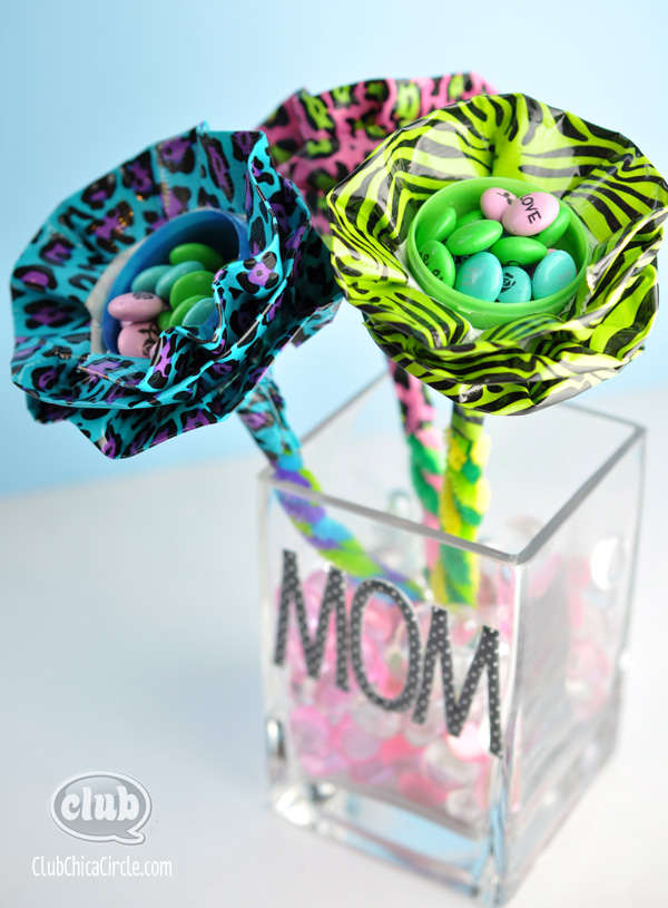 Plastic Egg Duck Tape Flowers Craft @clubchicacircle