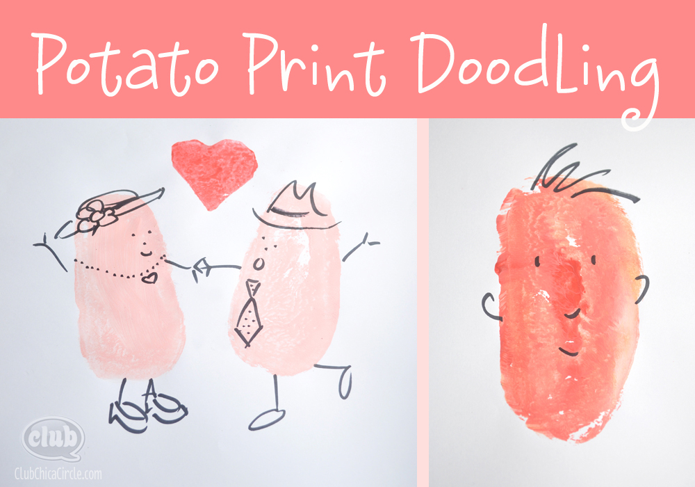 Potato print doodling for kids