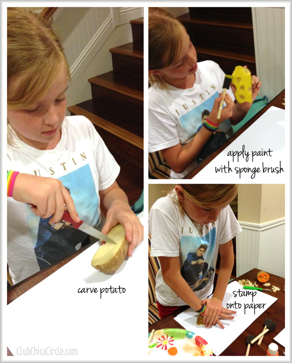 Potato printing with kids DIY