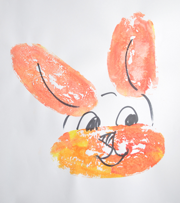 potato print doodle bunny