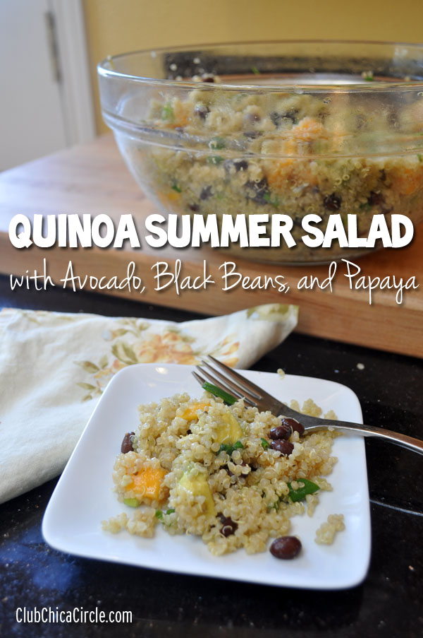 Quinoa Summer Salad with Avocado, Black Beans, and Papaya
