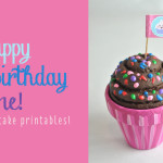 Happy Birthday cupcake flags free printable feature