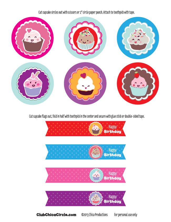 Free Printable Cupcake Toppers and More Party Printables  Cupcake toppers  free, Printable cupcake toppers birthday, Cupcake toppers printable