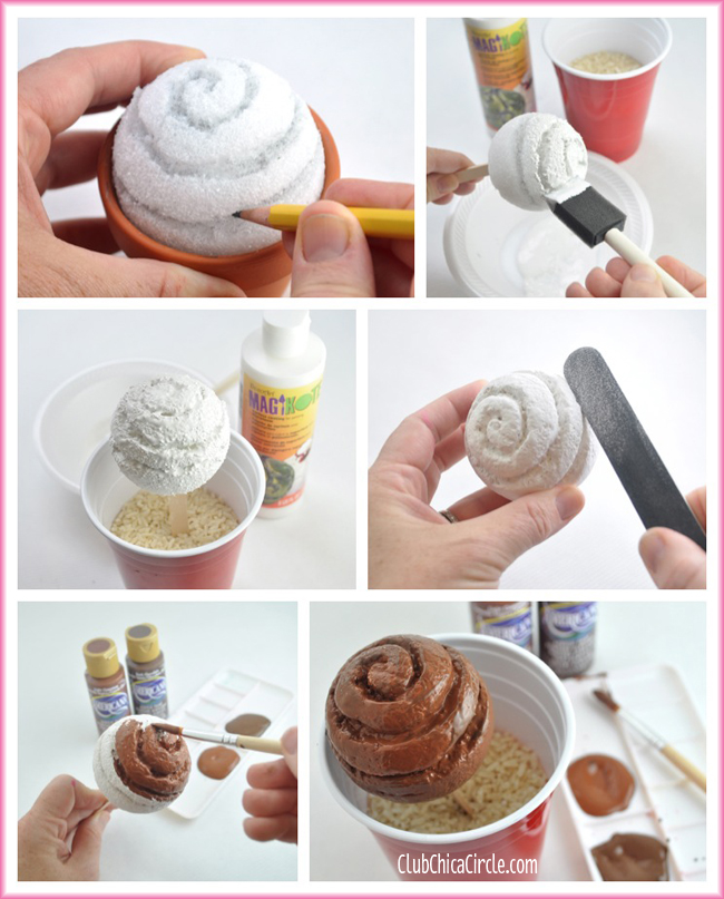 How to make Styrofoam ball into chocolate cupcake
