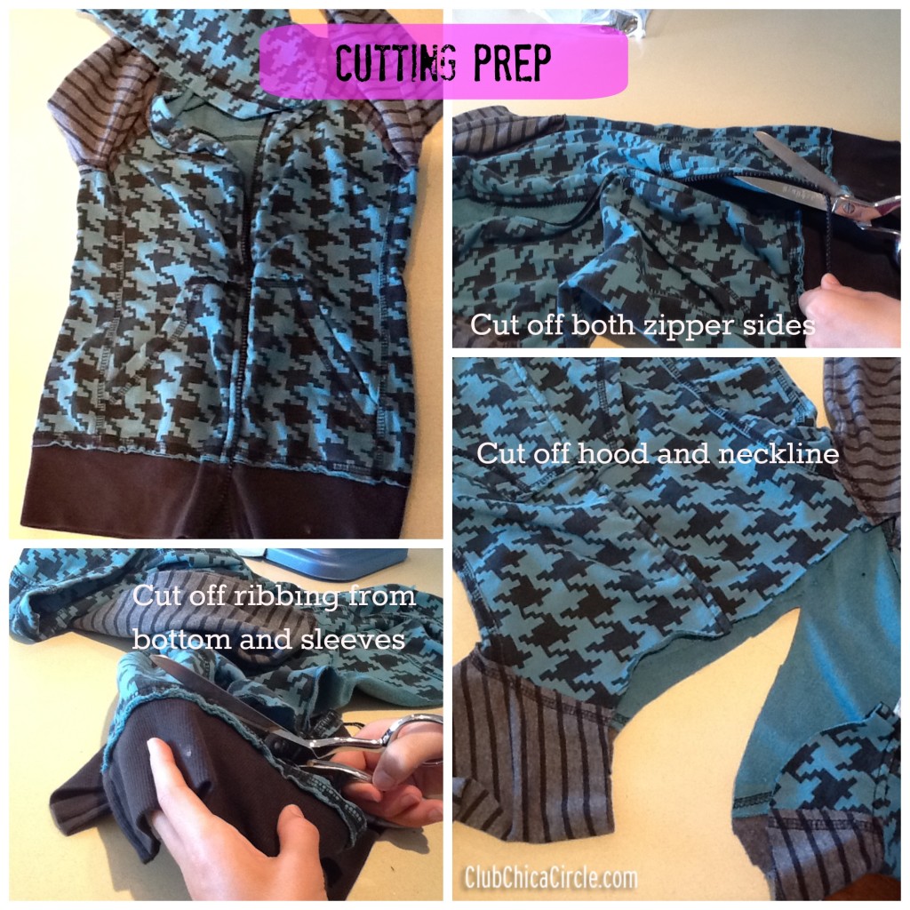 Cutting Prep for Upcycle Hoodie Bag