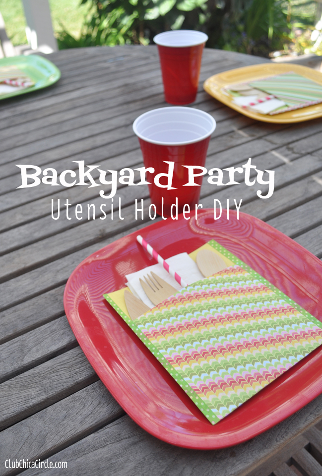 Decorative picnic backyard party utensil holder craft idea