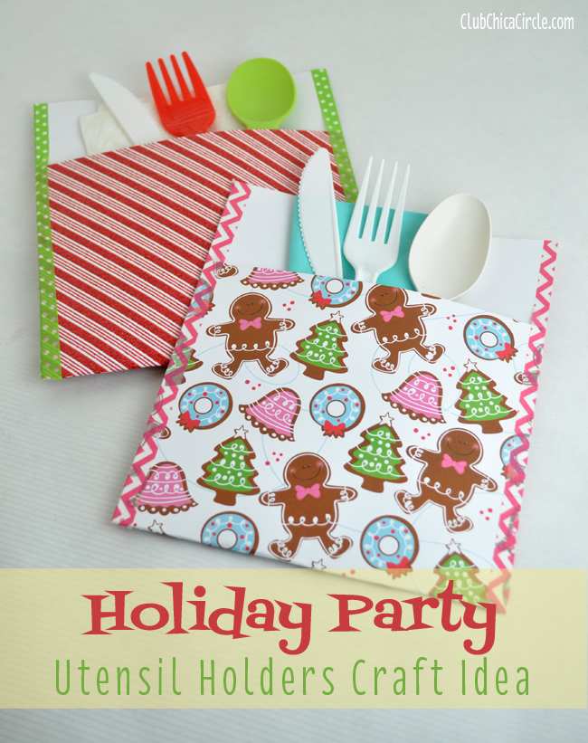 Holiday party utensil holder craft idea
