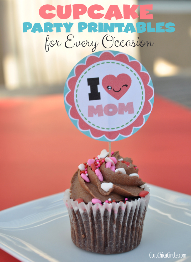 I heart mom free party cupcake printable