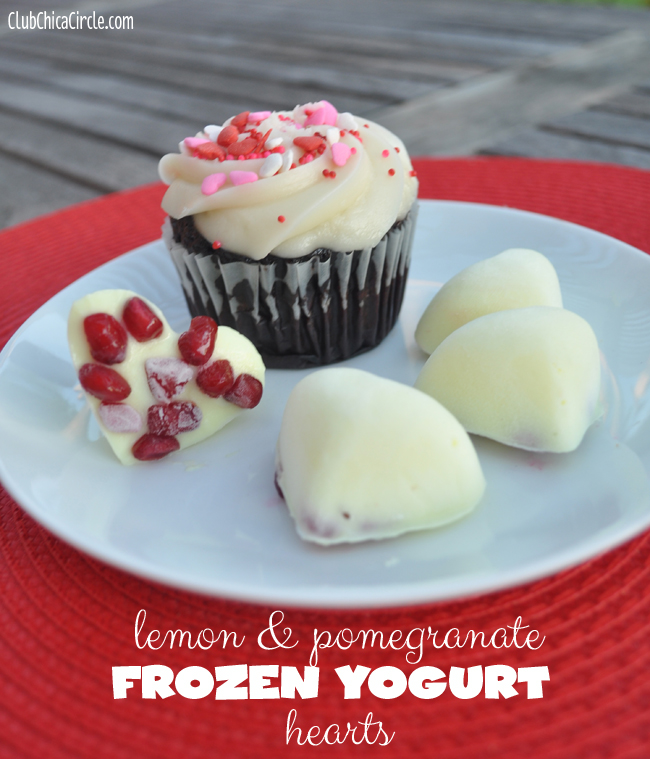 Lemon and pomegranate frozen yogurt hearts