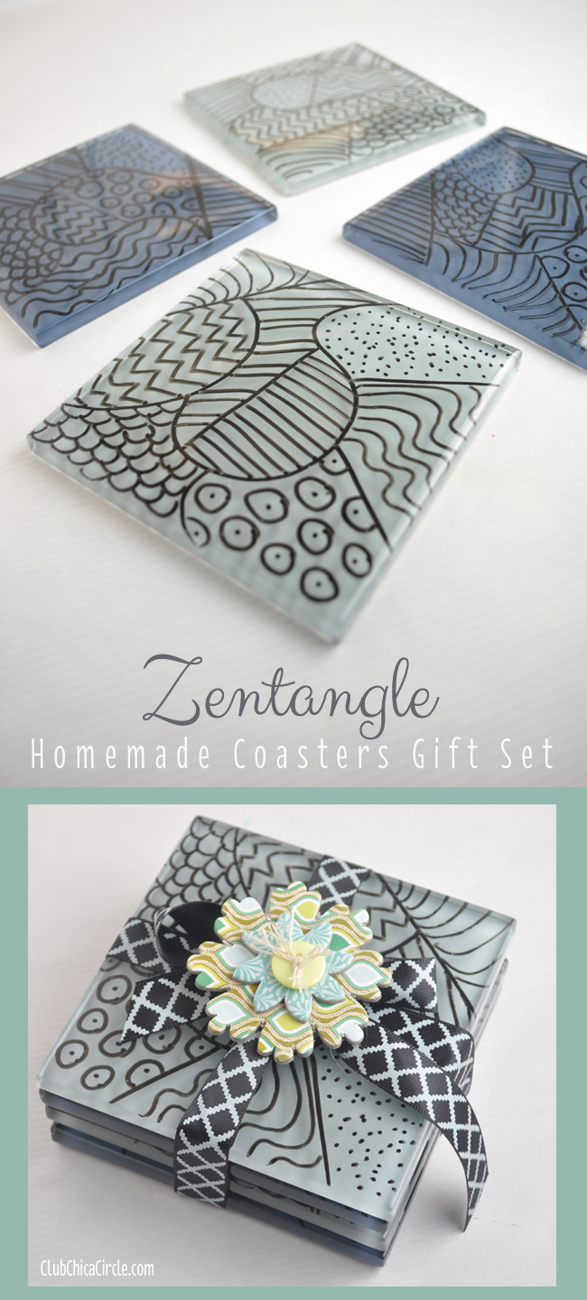 zentangle coasters gift idea DIY from clubchicacircle
