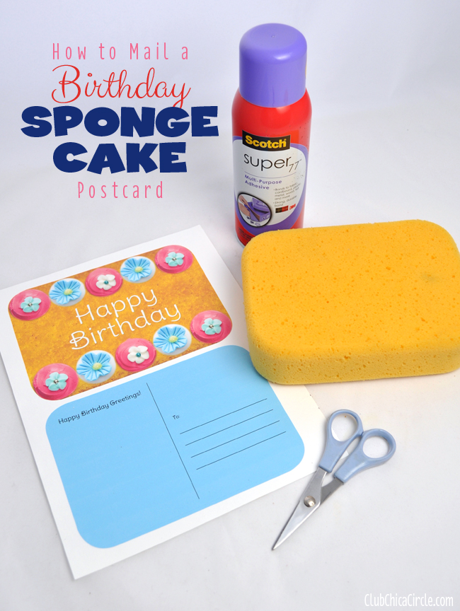How to mail a birthday sponge cake postcard supplies