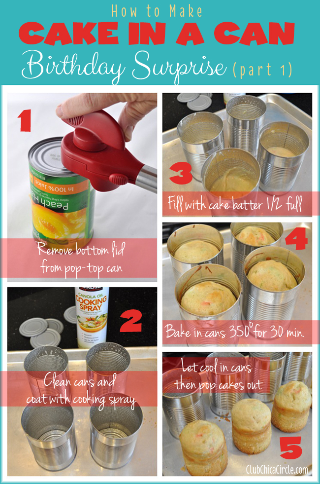 How to make cake in a can birthday surprise present