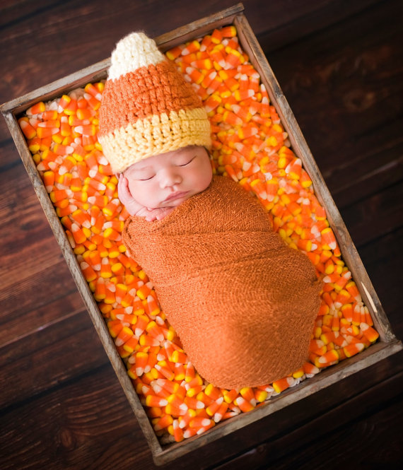 candy corn crocheted baby hat