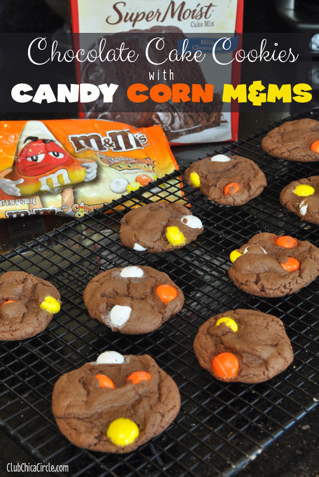 Chocolate Cake Cookies with Candy Corn M&Ms @clubchicacircle