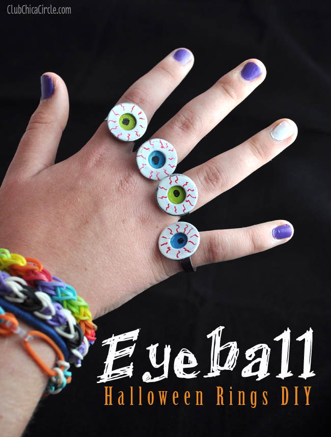 Eyeball nail polish painted ring for Halloween tutorial