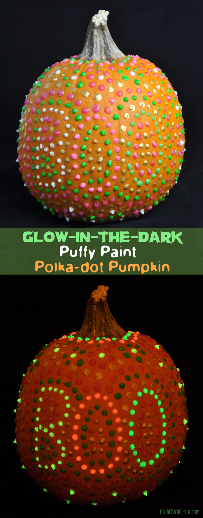 Glow in the Dark Puffy Paint Pumpkin Decorating Idea