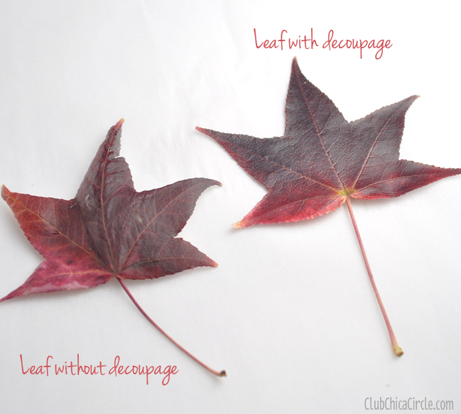 leaf with decoupage example