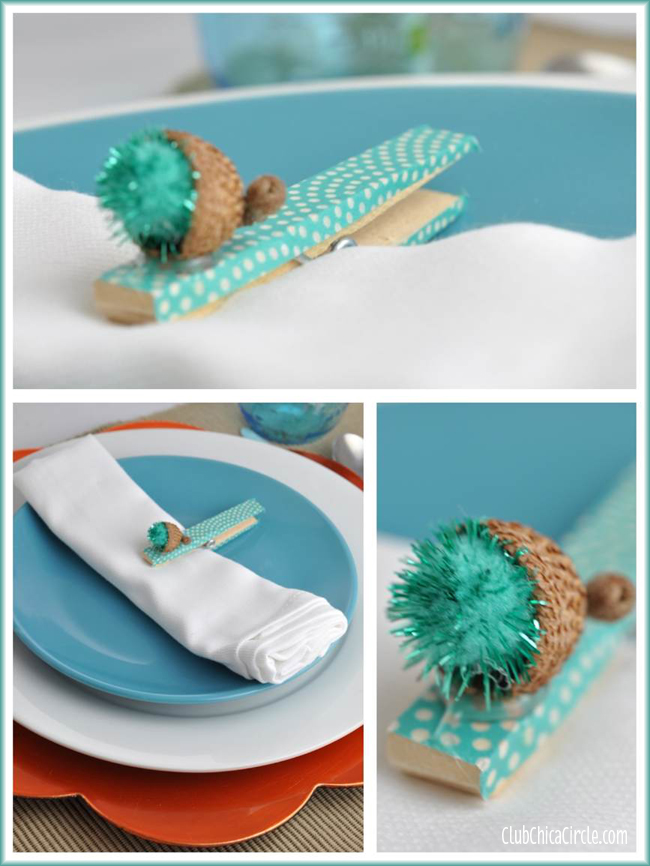 Acorn washi tape napkin clip craft idea @clubchicacircle