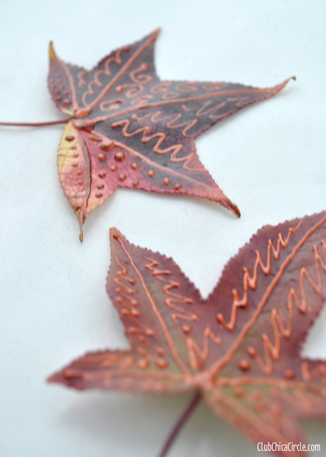 Decorated Fall Leaves with Paper Effects and Decoupage