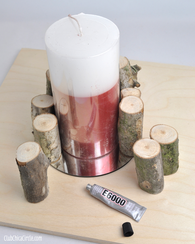 How to make a wood branch decorated candle @clubchicacircle
