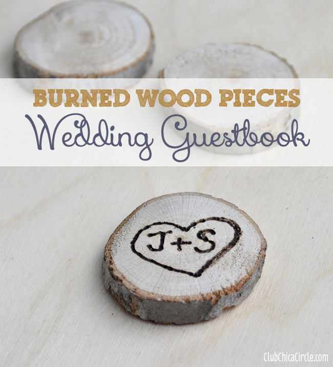Wood burned pieces for interactive wedding guest book
