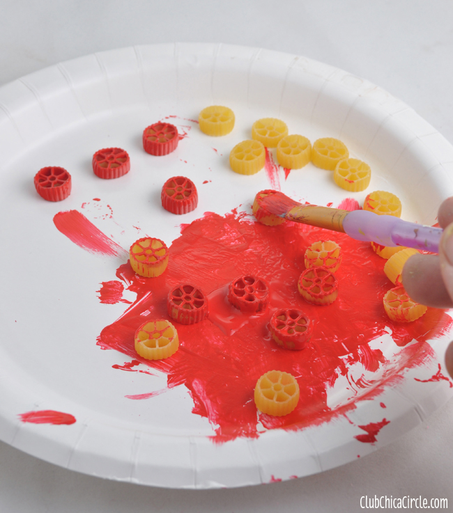 How to Paint Pasta for crafting with kids copy