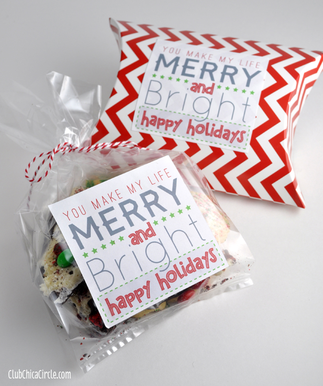 Merry & Bright Holiday Sticker Printable Gift Tags