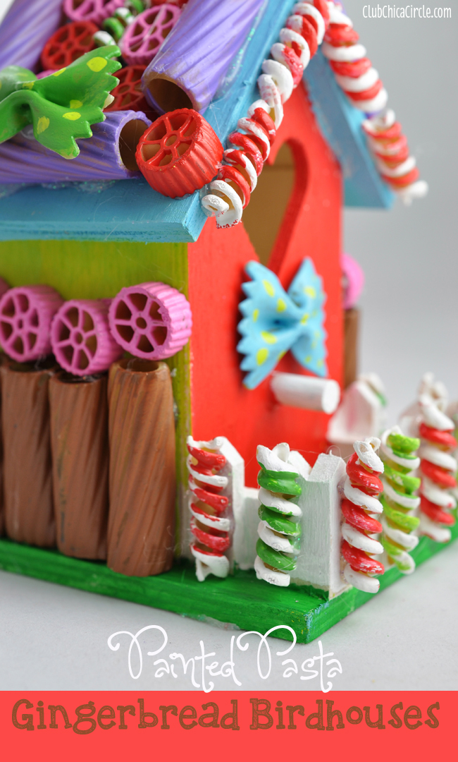 Painted Pasta Gingerbread House Craft Idea @clubchicacircle