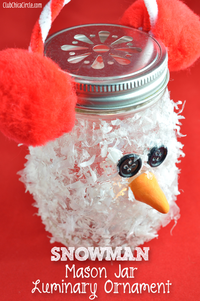 Snowman Mason Jar Luminary Ornament Craft idea