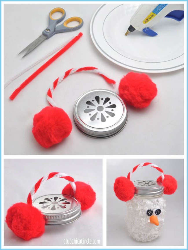Snowman Mason Jar Luminary Ornament Craft
