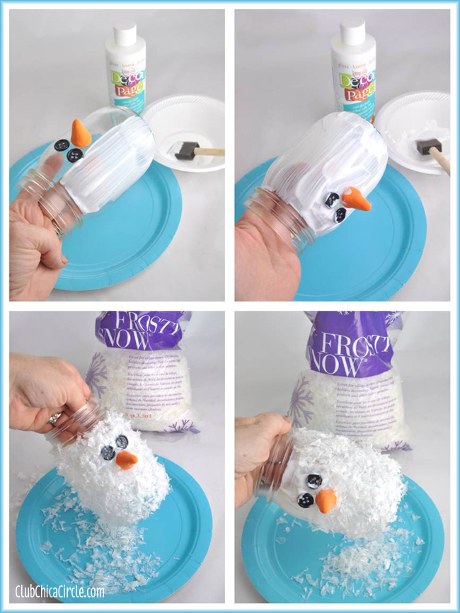 Snowman Mason Jar Luminary Ornament DIY @clubchicacircle