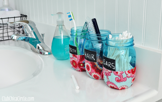 Bathroom Organizer Mason Jars Tween craft @clubchicacircle