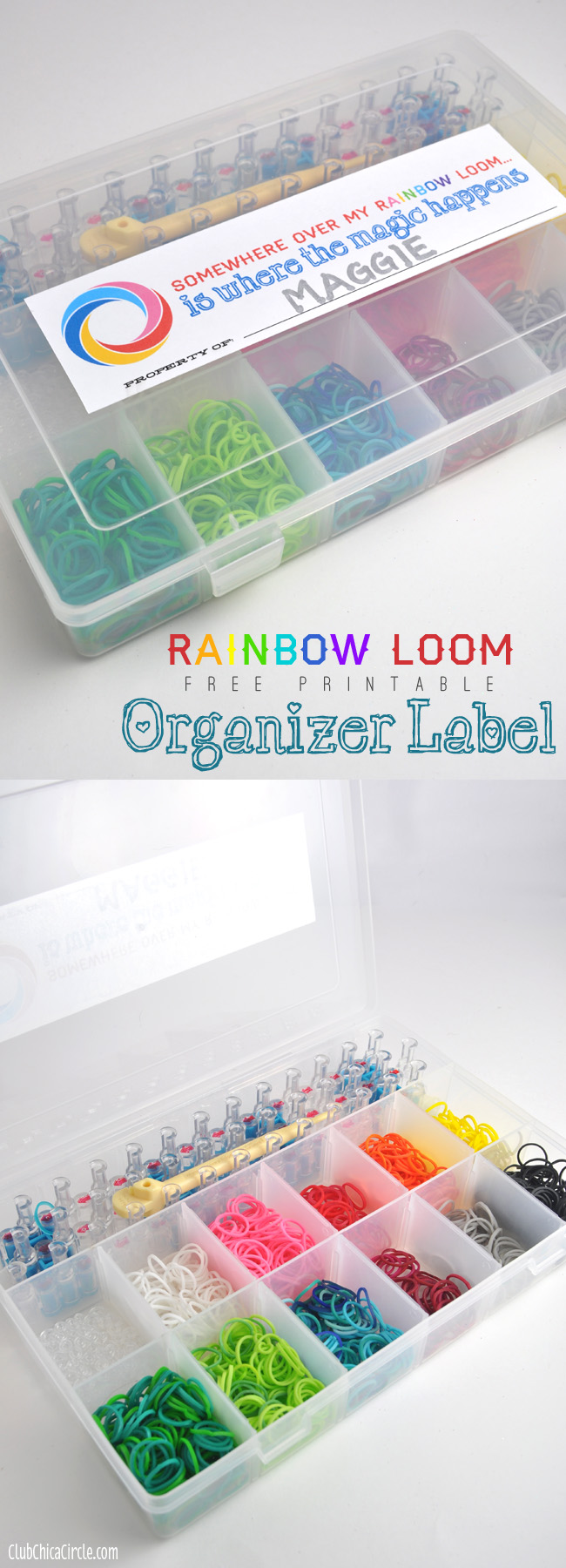 Somewhere over the Rainbow Loom Organizer free printable label