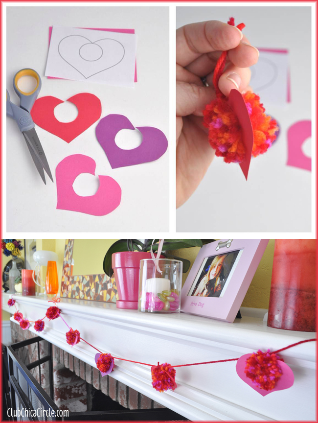 Valentines Pom Pom Garland Craft Idea