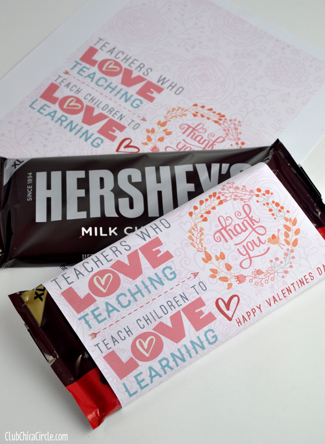 Teacher Appreciation Valentine's Day Chocolate Bar Free Printable