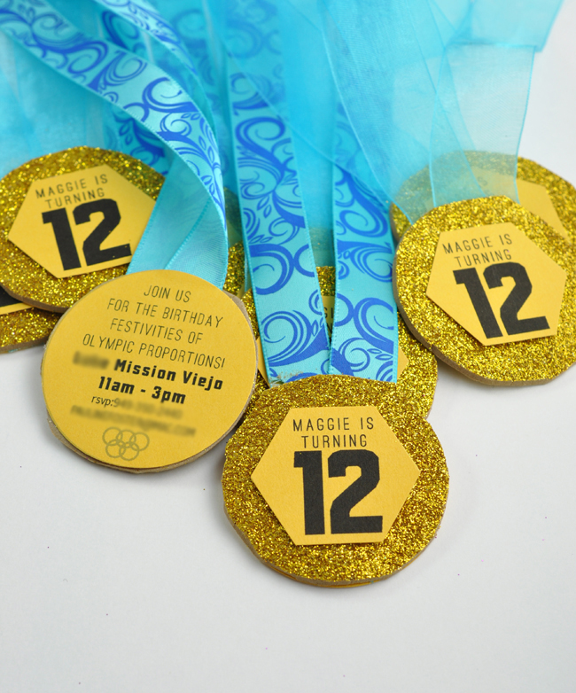 Homemade Olympic Medals Birthday Party Invites