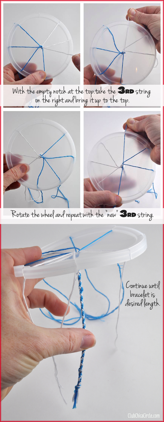 How to make a friendship bracelet with a plastic lid