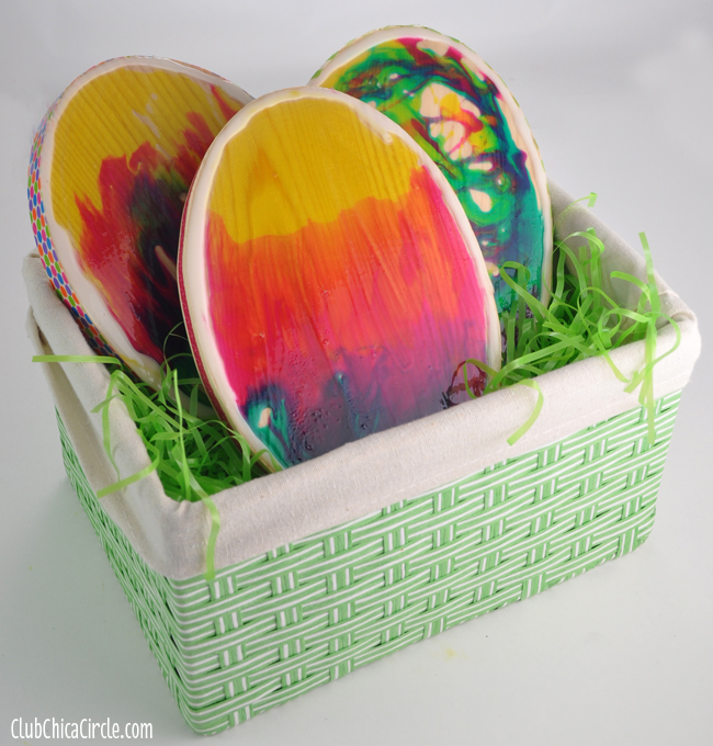Colorful Glass Stained Easter Egg Basket Home Decor