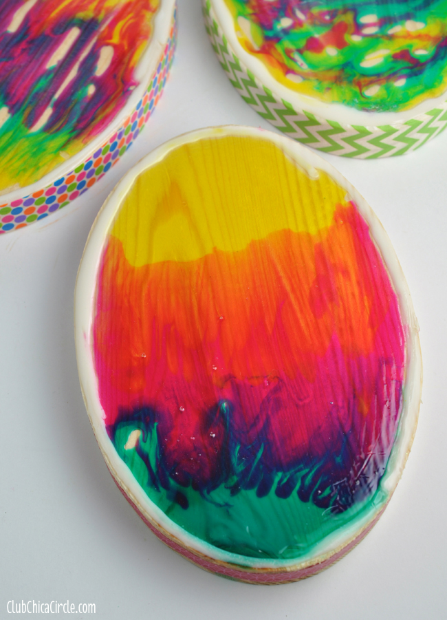 Glass Stained Wood Easter Egg Decorations